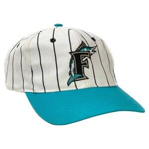 Vintage 80s Logo 7 Florida Marlins Pinstripe Snapback Hat VTG